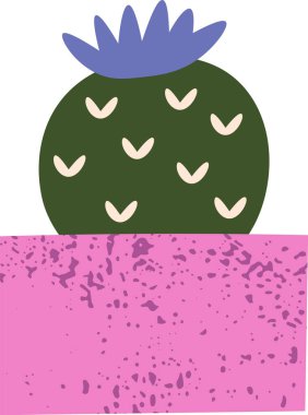 Grunge Ot Vektörü İllüstrasyonunda Kaktüs