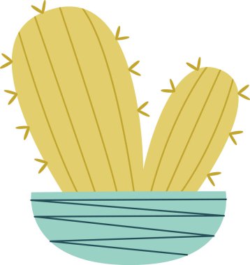 Kaktüs Tencere Vektörü İllüstrasyonu