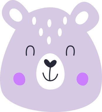 Ayı Yüzlü Çizgi Film Vektör İllüstrasyonu