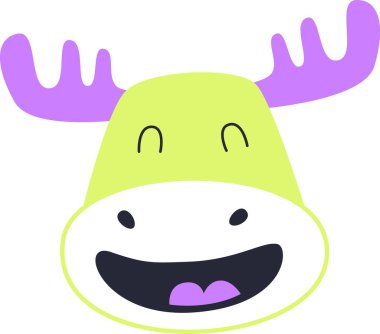Elk Laughing Face Cartoon Vector Illustration