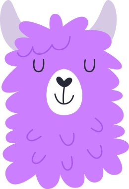 Lama Head Cartoon Vector Illustration