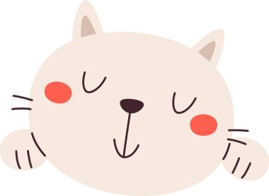 Uyuyan Kedi Portresi Vektör İllüstrasyonu