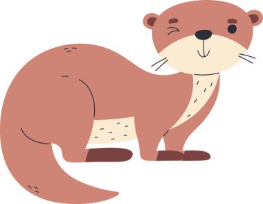 Ayakta Duran Su Samuru Hayvan Vektörü İllüstrasyonu