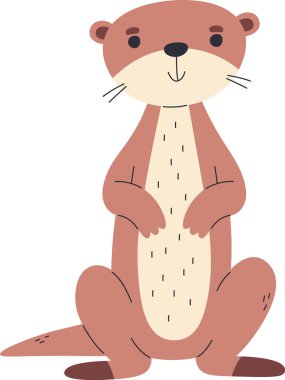 Oturan Su Samuru Hayvan Vektörü İllüstrasyonu