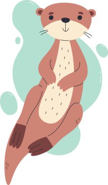 Su Vektörü İllüstrasyonunda Yüzen Su Samuru