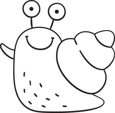 Mutlu Salyangoz Doodle Vektör İllüstrasyonu