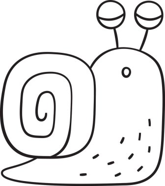 Uyuyan Salyangoz Doodle Vektör İllüstrasyonu