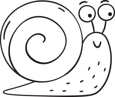 Mutlu Salyangoz Doodle Vektör İllüstrasyonu