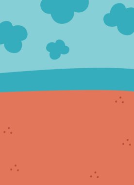 Yaz Peyzajı Kartpostal Vektörü İllüstrasyonu