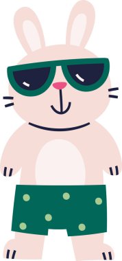 Güneş Gözlüğü Vektörü İllüstrasyonlu Tavşan