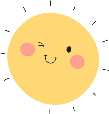 Parlayan Güneş Karakteri Vektör İllüstrasyonu