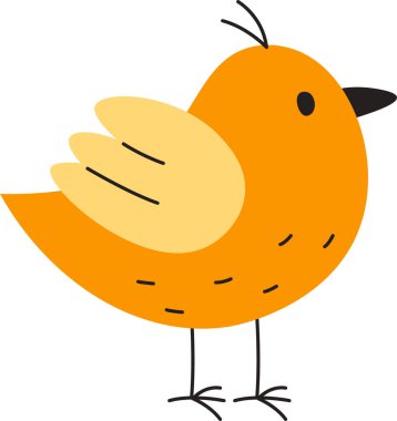 Ayakta Duran Kuş Çizgi Filmi Vektör İllüstrasyonu