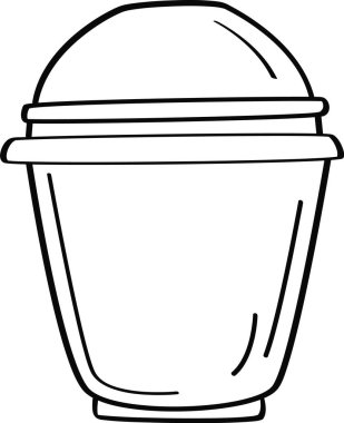 Tek kullanımlık Plastik Kupa Çizim Vektörü İllüstrasyonu