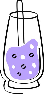 Smoothie Kokteyl Glass Doodle Vektör İllüstrasyonu