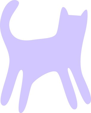 Ayakta Duran Kedi Silüeti Vektör İllüstrasyonu