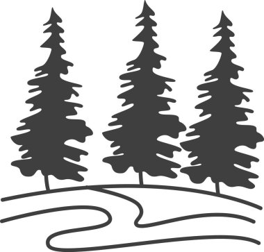 Orman Manzarası Doodle Vektör İllüstrasyonu