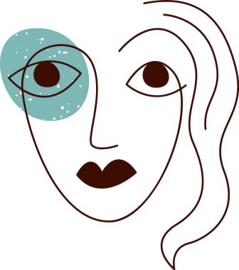 Kadın Soyut Yüz Portresi Doodle Vektör İllüstrasyonu