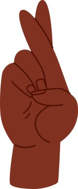 El İşareti Alfabesi R Harf Vektörü İllüstrasyonu