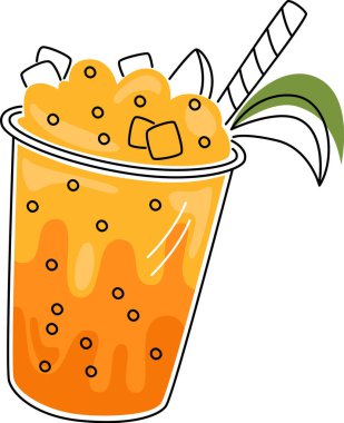 Buzlu Smoothie Kokteyl Cam Vektör İllüstrasyonu