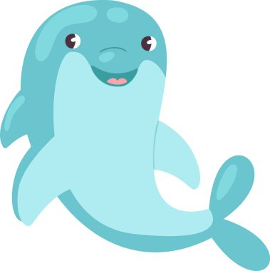 Mutlu Yunus Deniz Hayvanları Vektör İllüstrasyonu