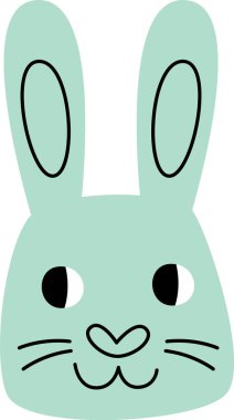 Tavşan Yüzlü Doodle Vektör İllüstrasyonu