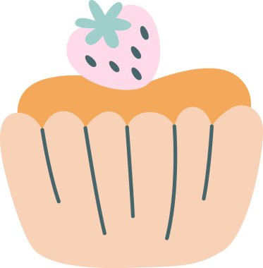 Çilek Vektörü İllüstrasyonlu Kek