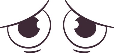 Çizgi film Karakteri Üzgün Gözler Vektör İllüstrasyonu