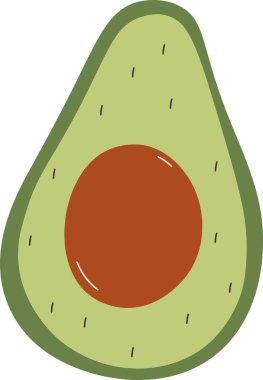 Avokado Yarı Meyve Vektörü İllüstrasyonu