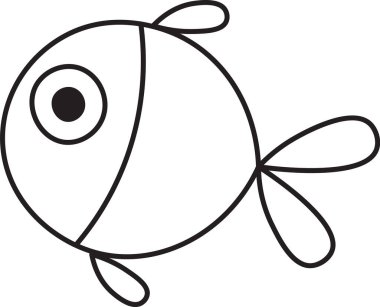 Fish Doodle Ana Hattı Vektör İllüstrasyonu