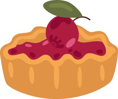 Kızılcık Turtası Pastanesi Çöl Vektör İllüstrasyonu