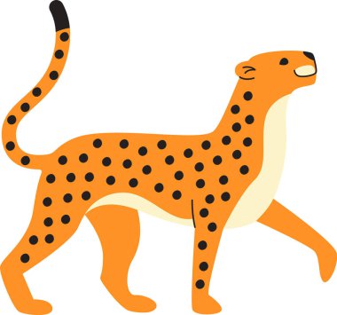 Leopar Yürüyen El Çekim Vektörü İllüstrasyonu