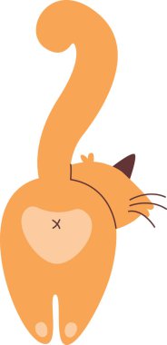 Kedi Arkası Görünümü El Çekim Vektörü İllüstrasyonu