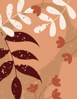 Grunge Soyut Çiçek Şablonu Vektör İllüstrasyonu