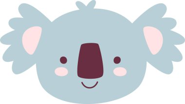Koala Çizgi Film Yüz Vektörü İllüstrasyonu
