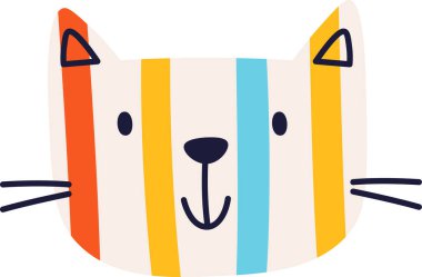 Desen Vektör İllüstrasyonlu Kedi Yüzü