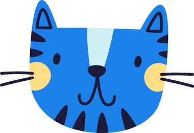 Desen Vektör İllüstrasyonlu Kedi Yüzü