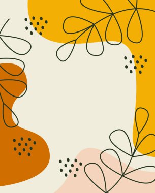 Soyut Şekil Vektör İllüstrasyonlu Sonbahar Çiçek Arkaplanı