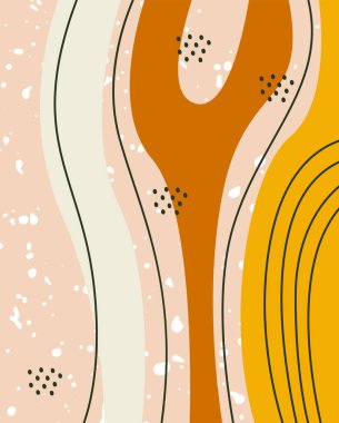 Soyut Şekil Vektör İllüstrasyonlu Sonbahar Çiçek Arkaplanı