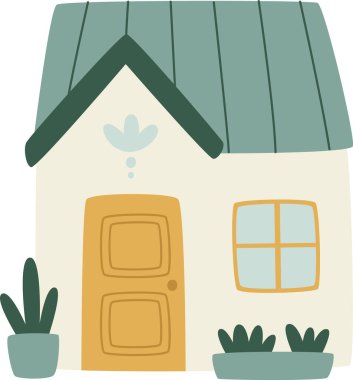 Çiçek Vektör İllüstrasyonlu Kulübe