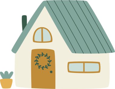 Kırsal Ev Yapılandırma Vektörü İllüstrasyonu