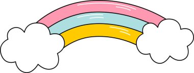 Bulutlu Gökkuşağı Etiket Vektörü İllüstrasyonu