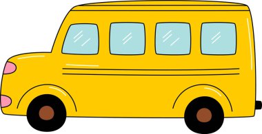 Okul Otobüsü Eli Çekim Vektörü İllüstrasyonu