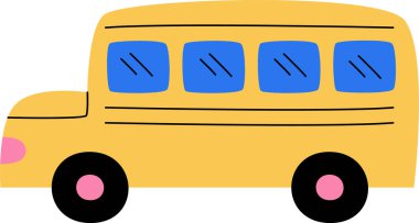 Okul Otobüsü Eli Çekim Vektörü İllüstrasyonu