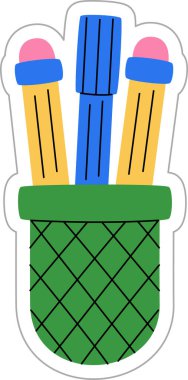 Kupa Etiketinde Kırtasiye Vektörü İllüstrasyonu