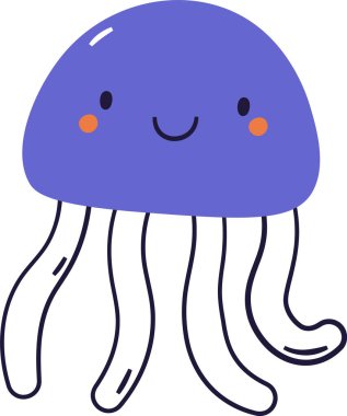 Denizanası Deniz Karakteri Vektör İllüstrasyonu