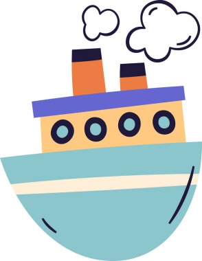 Gemi Çocuksu El Çizimi Vektör ResmiComment