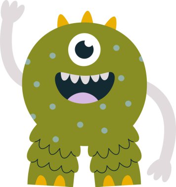 Çocuksu Sevimli Canavar Kiklop Vektör İllüstrasyonu