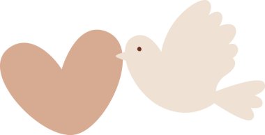 Kalp taşıyıcı illüstrasyonlu düğün güvercini