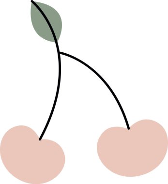 Kiraz Şubesi Simge Vektörü İllüstrasyonu