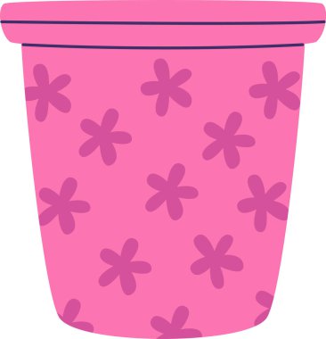 Okul Malzemeleri Vektör İllüstrasyonu İçin Çiçekli Kupa